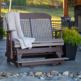 LuxCraft 4' Classic Balcony Glider - Available in 16 Colors (Color Option: Weatherwood and Chestnut Brown)