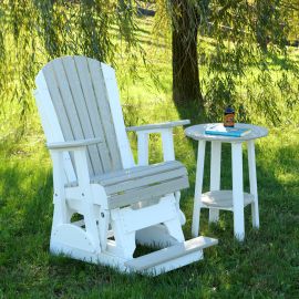 LuxCraft 2' Adirondack Balcony Glider Chair - Available in 22 Colors (Color Option: Birch and White)